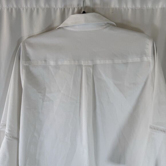 Chico's Button Down Shirt Women's Small 6 White Bell Sleeve 3/4 Sleeve Collared - Picture 9 of 10